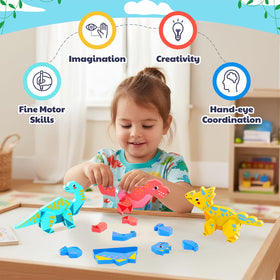JoyCat colorful dinos magnetic build kit encourages imaginative play and storytelling.