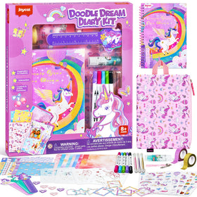 JoyCat DIY journal kit with unicorn design and storage bag for portable creative journaling