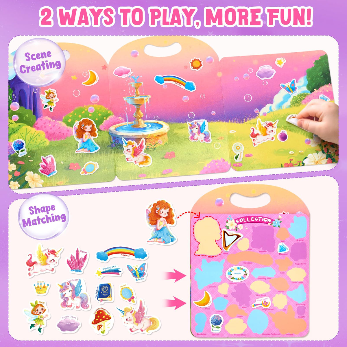 JoyCat fairies sticker page—vibrant scenes spark imagination.