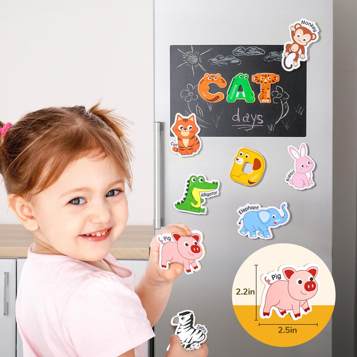 JoyCat magnets securely attach to surfaces for mess-free play.