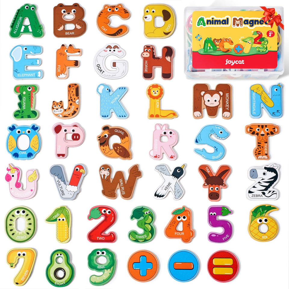 JoyCat fridge magnets with animal design promote imaginative play and letter recognition.