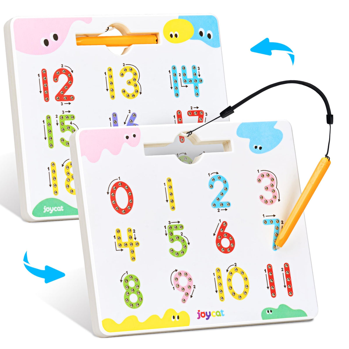 JoyCat front board with numbers 1-11 for early recognition and writing.