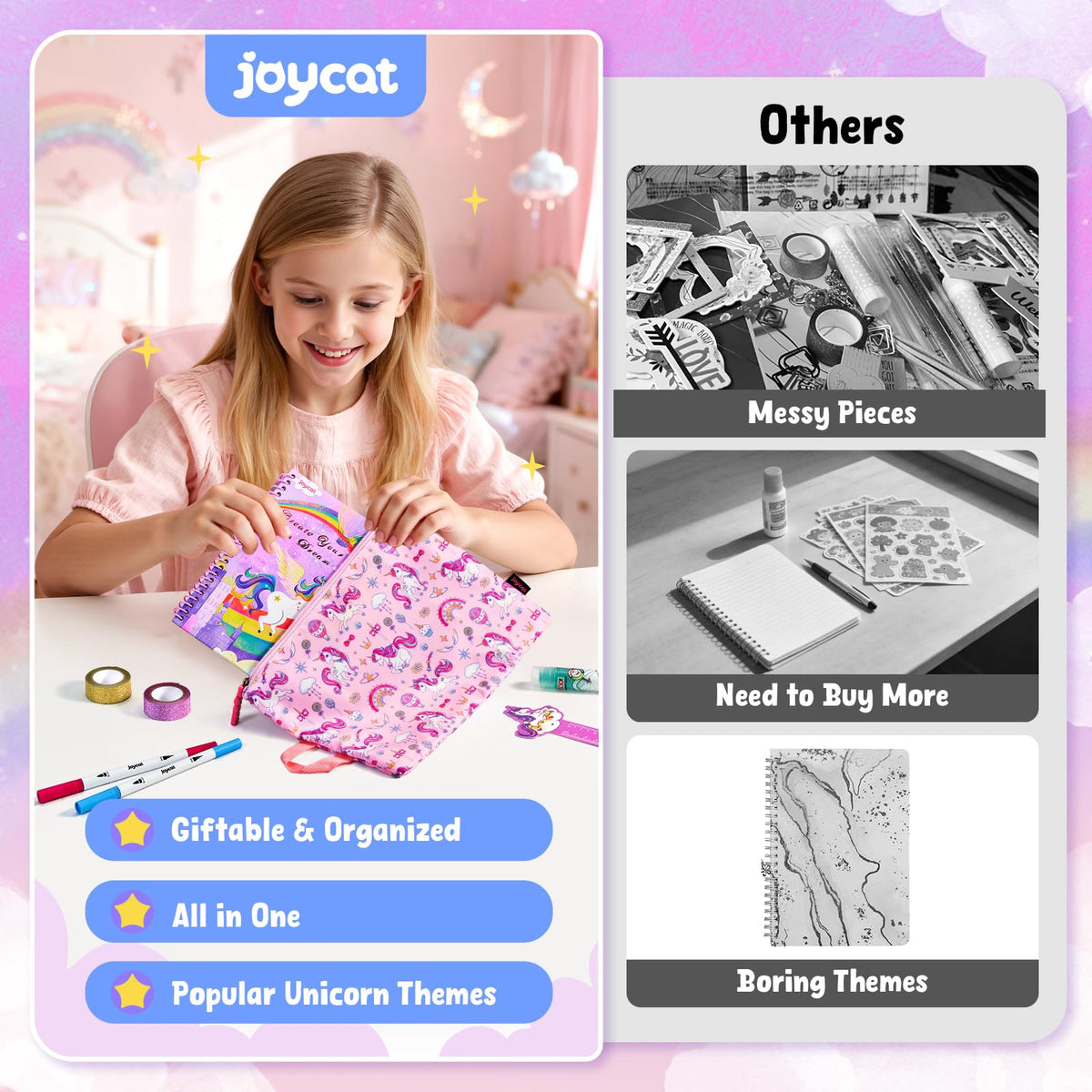 JoyCat glitter tapes add decorative borders for bright, personalized pages