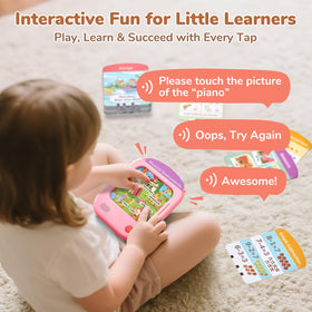 JoyCat interactive games and activities on the tablet.