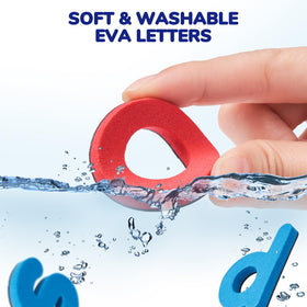 JoyCat letters on the fridge demonstrate magnetic attachment for quick practice sessions.