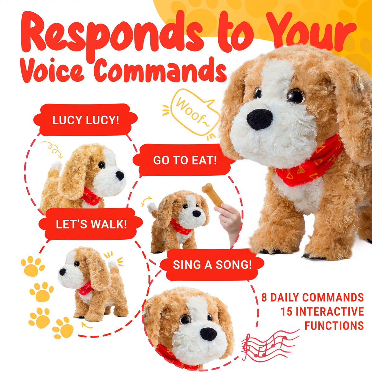 JoyCat Lucy walking pose shows short-step motion for guided role-play adventures.