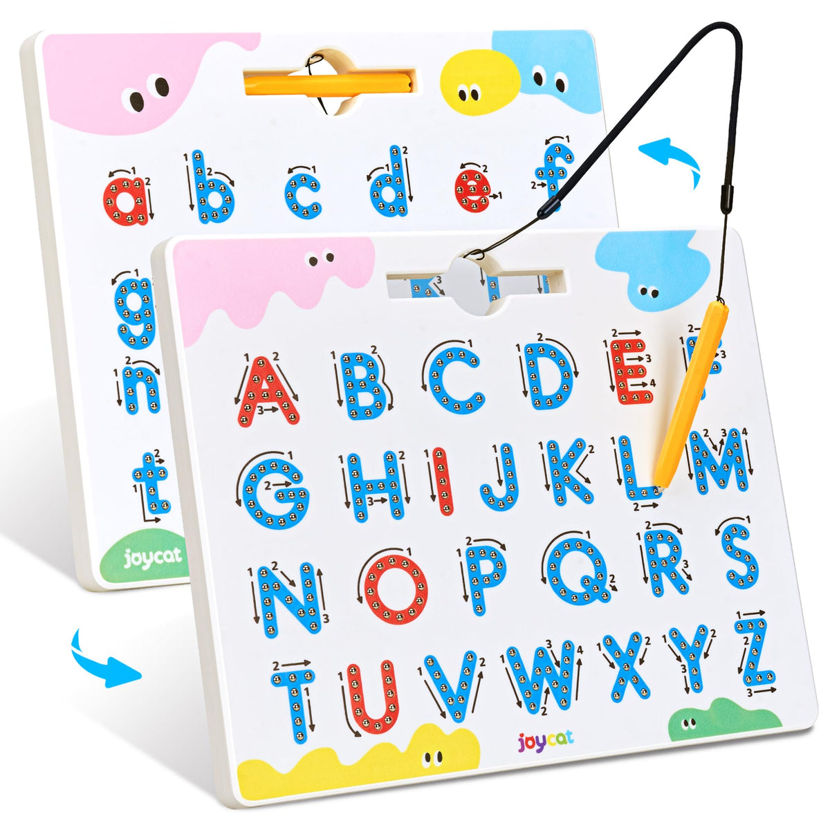 JoyCat Magnetic Letter Tracing Board uppercase side supports early alphabet learning.