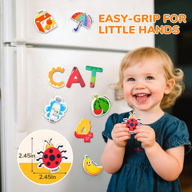 JoyCat magnets sized for little hands with secure magnetic backing
