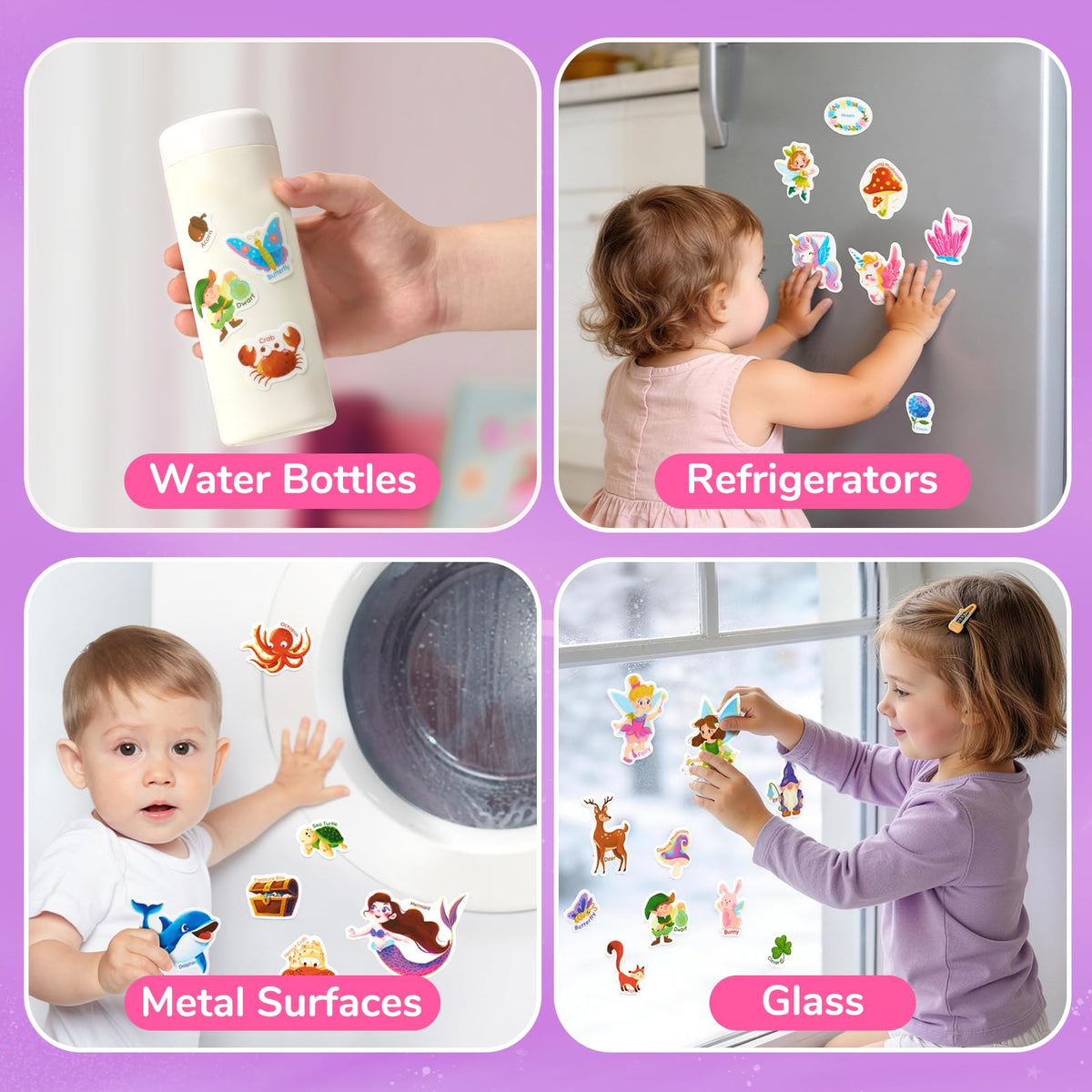 JoyCat mermaid sticker sheet—durable and cling-friendly for travel.