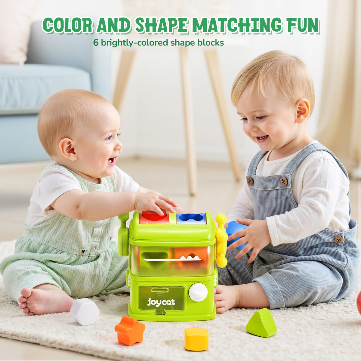 JoyCat Monster Eating The Shapes colorful blocks boost color and shape recognition.