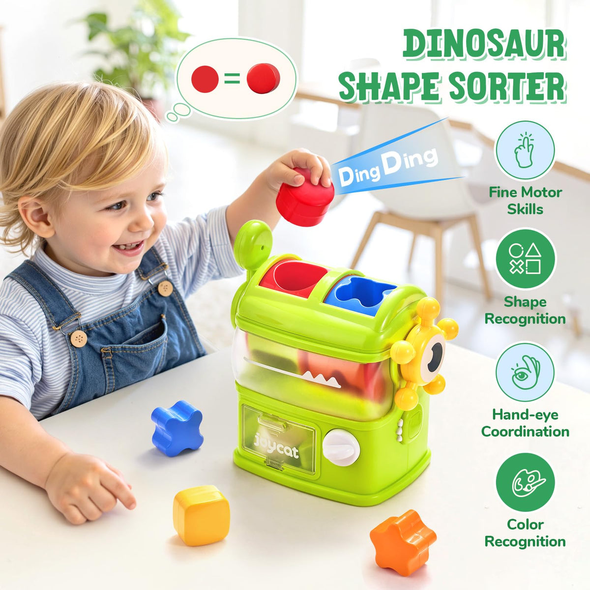 JoyCat Monster Eating The Shapes steering wheel encourages active engagement and motor coordination.