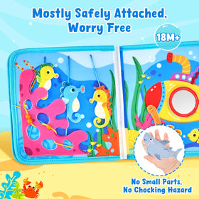 JoyCat Ocean Busy Book reinforced-stitching-detail highlights durable construction for daily use.