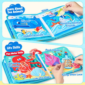 JoyCat Ocean Busy Book sea-creatures-puzzle page encouraging problem-solving during playtime.