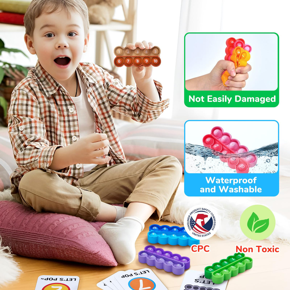 JoyCat premium-quality ten-frame set with durable, vivid pieces