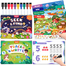 JoyCat Preschool Learning Activities Set with handwriting workbook and seek & find book—engaging early literacy practice.