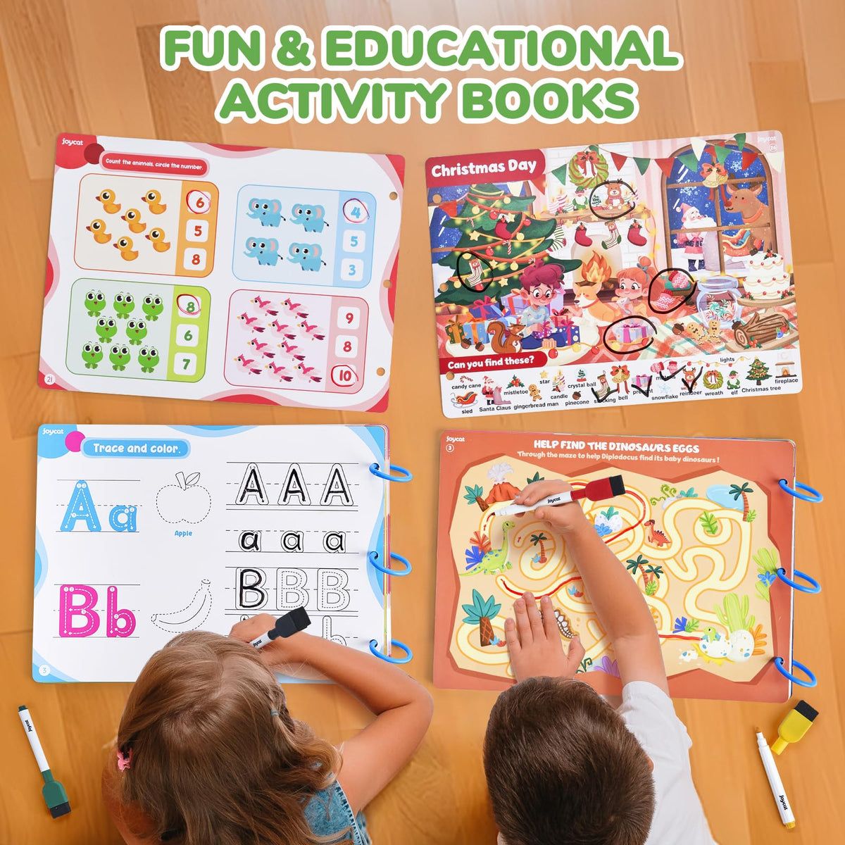 JoyCat bright, safe design with rounded corners and waterproof pages.