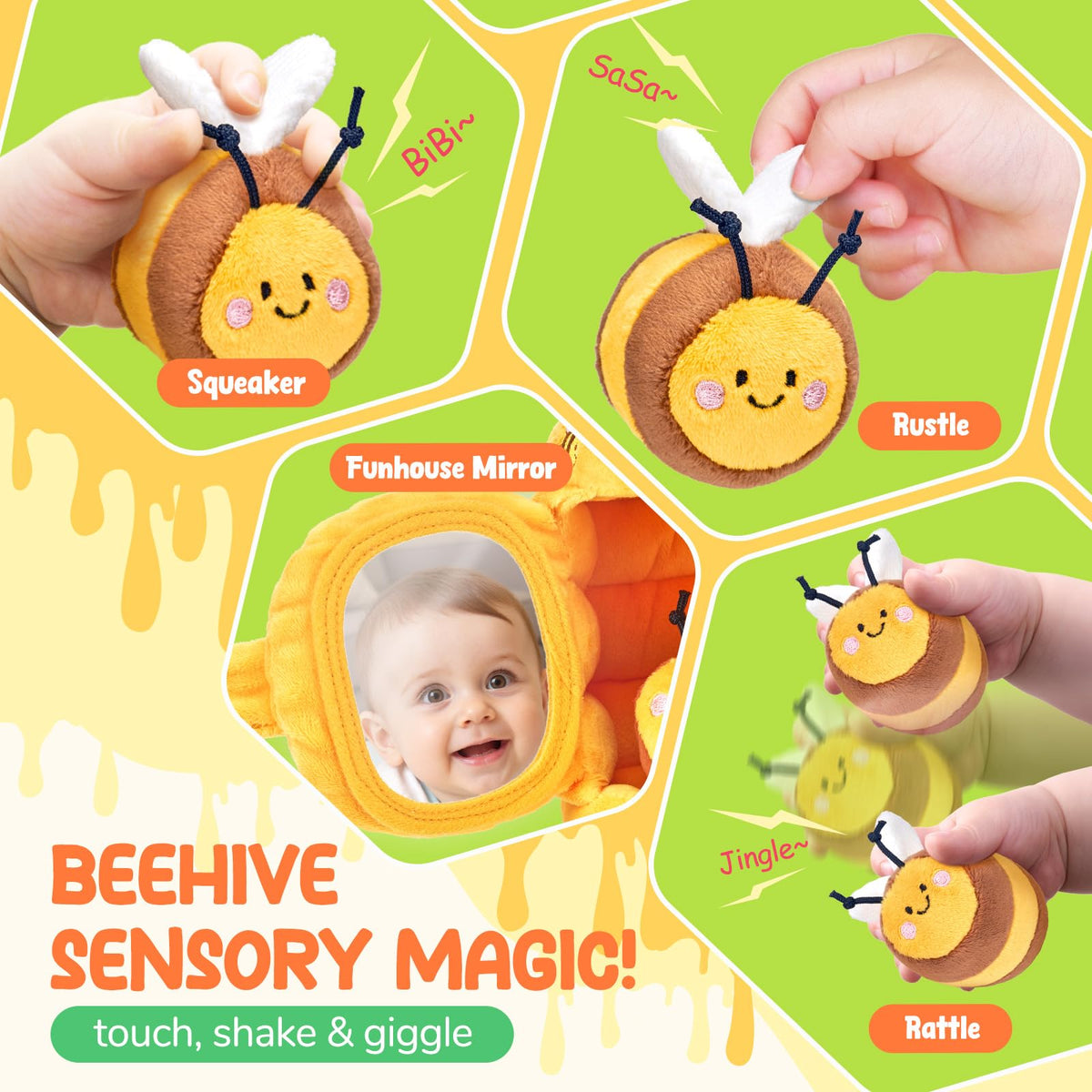 JoyCat Push-Pull Bees support fine motor skills