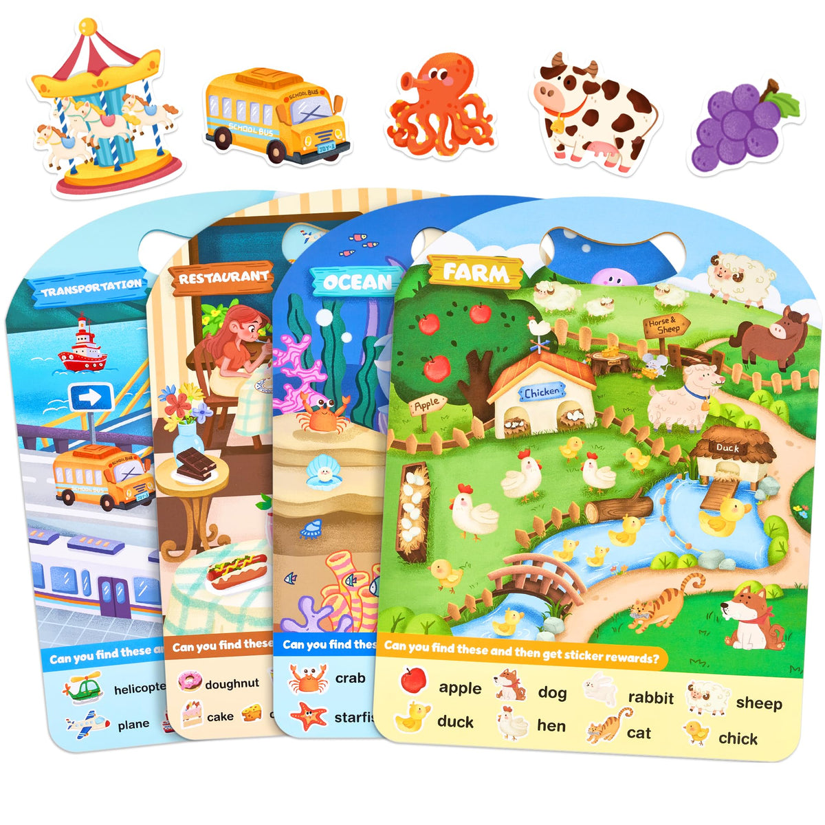 JoyCat reusable sticker book set cover, portable for on-the-go play.
