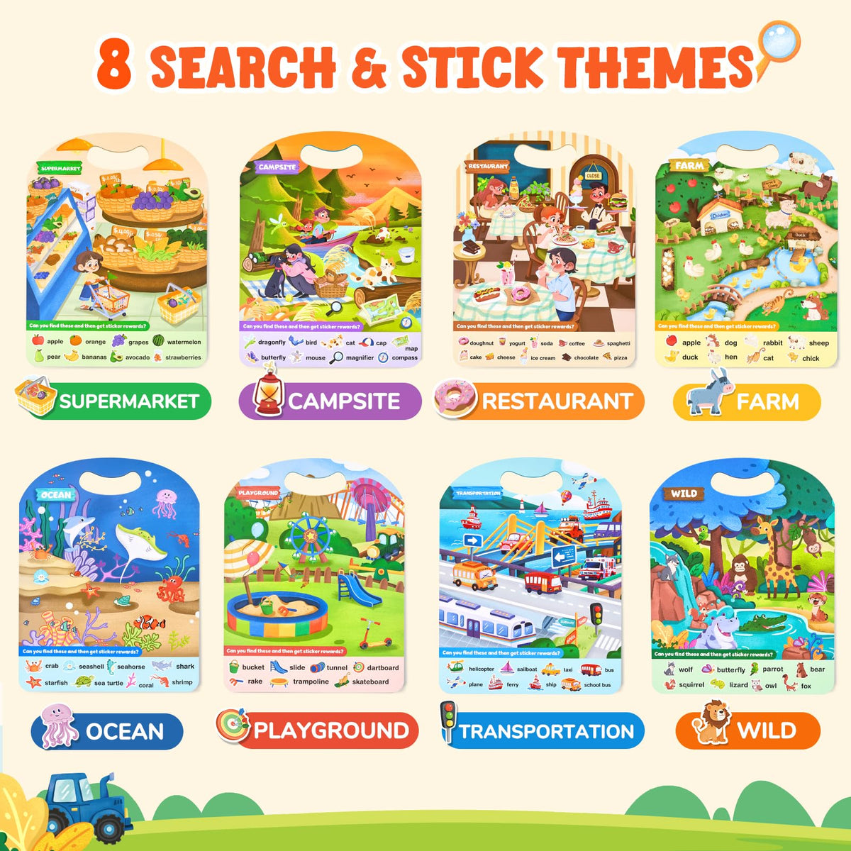 JoyCat reusable stickers stack, over 120 stickers for creative play.