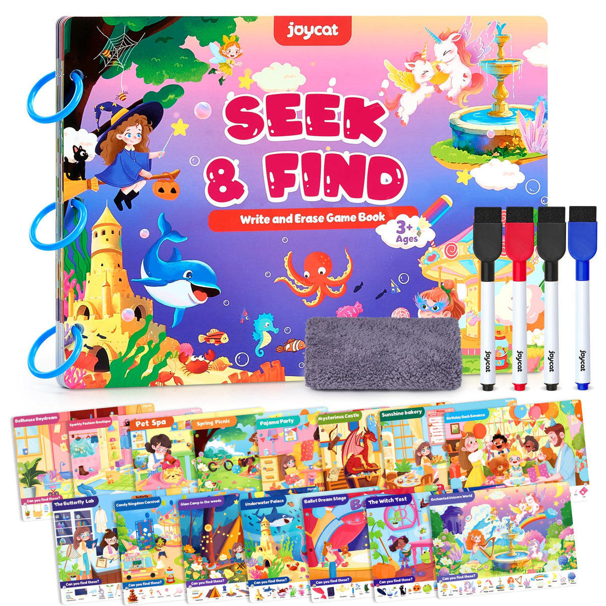JoyCat Seek & Find book cover with vivid preschool themes