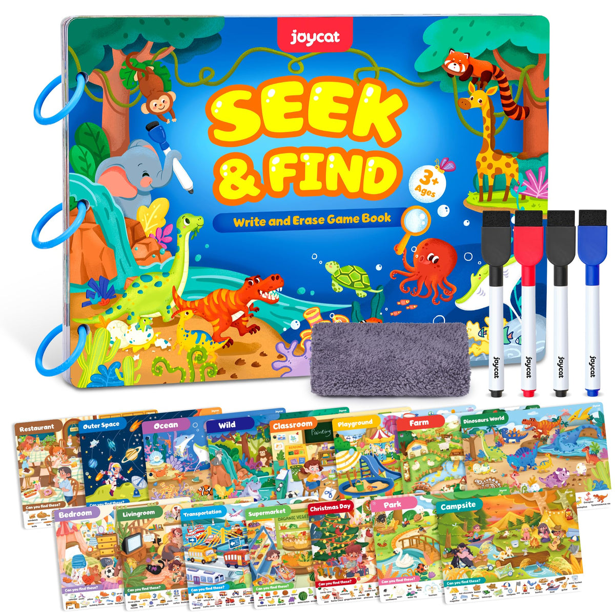 JoyCat Seek & Find Game Books cover with bright colors for on-the-go discovery