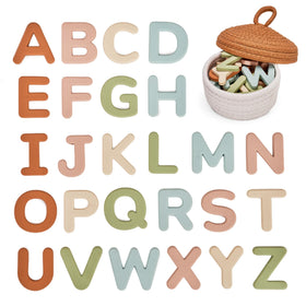 JoyCat silicone alphabet magnets on fridge for early letter recognition.