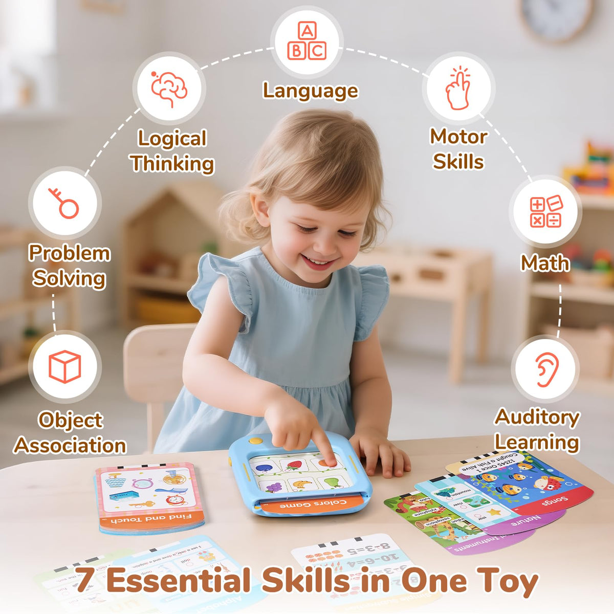 JoyCat card slot with red circle enables touch-to-learn interaction.