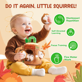 JoyCat squirrel-crinkle texture offers tactile feedback for grasping practice