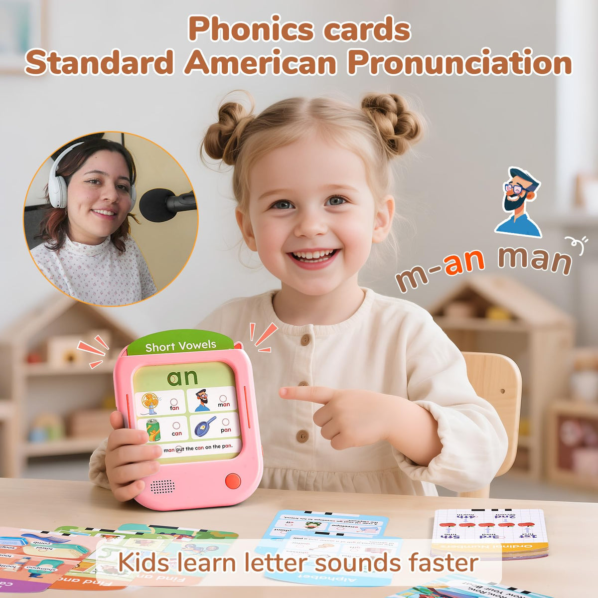 JoyCat tablet tap to hear words read aloud in English.