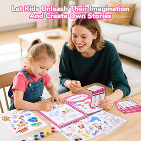 JoyCat theme-colored stickers in action for guided art