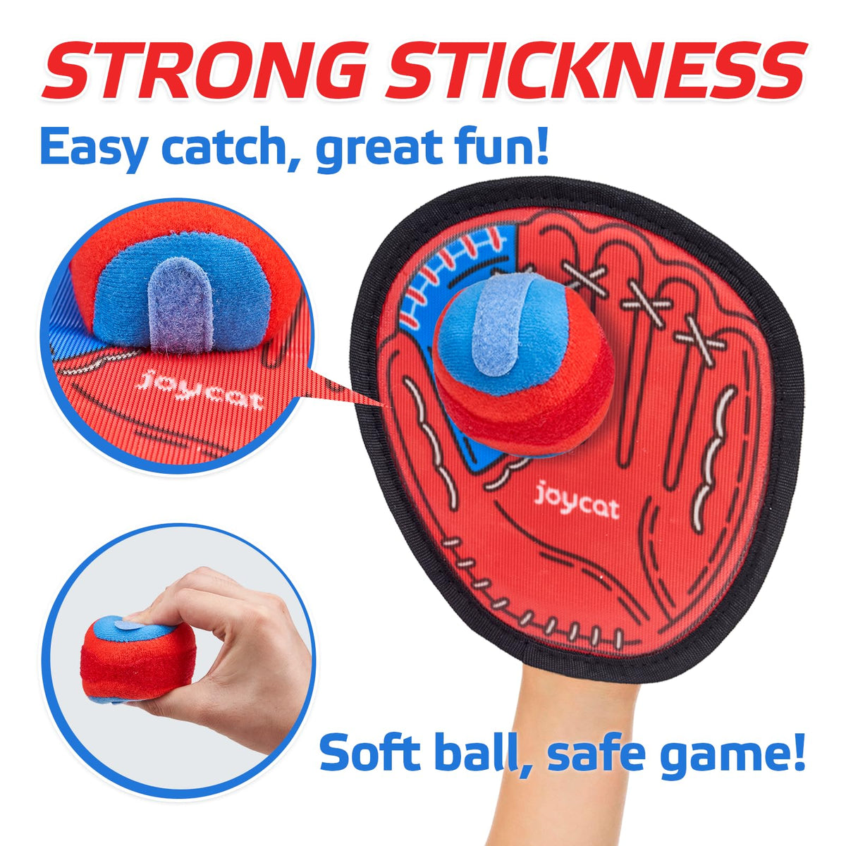 JoyCat paddles close-up showing sticky grip for reliable catches