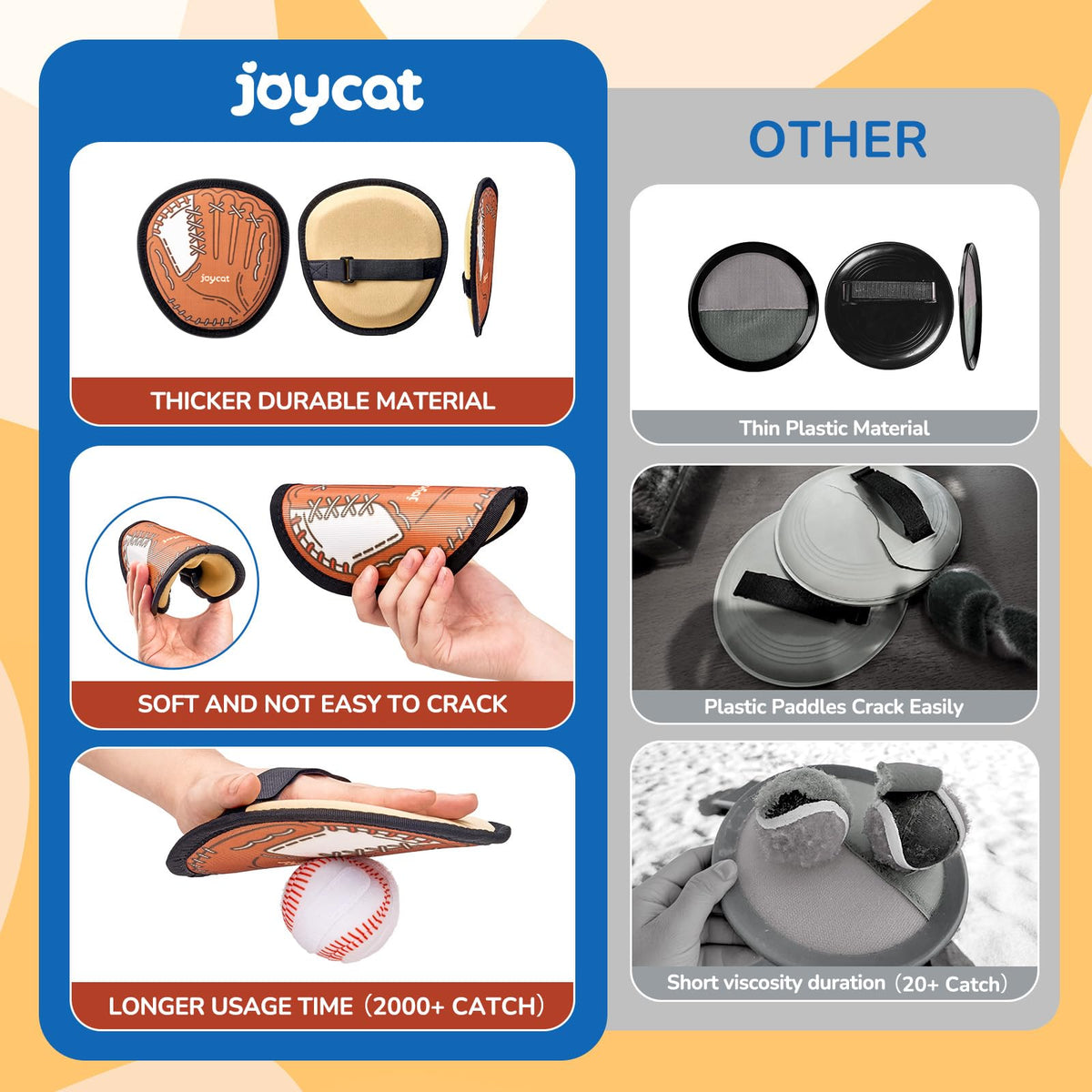 JoyCat storage bag keeps paddles and balls organized for trips.