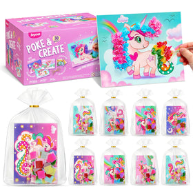 JoyCat unicorn poke art kit assembled showing vibrant textures for kids' hands-on activity