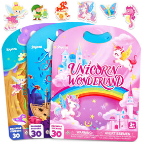 JoyCat unicorn sticker book cover—durable, reusable play for toddlers.