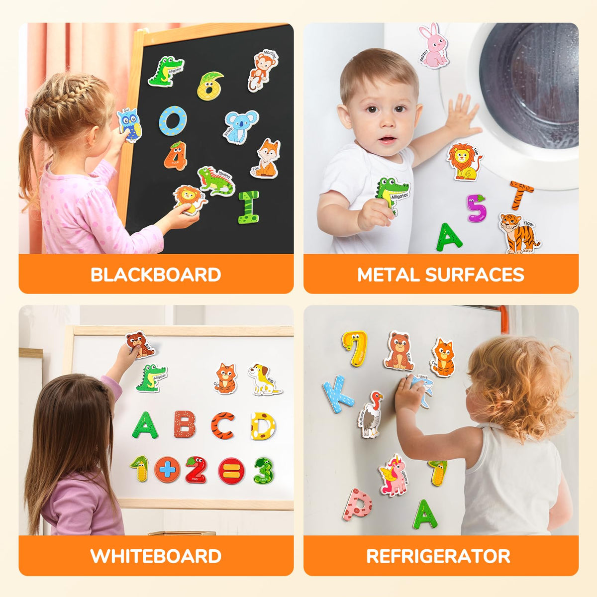 JoyCat fridge magnets stay securely on metal surfaces during kitchen play.