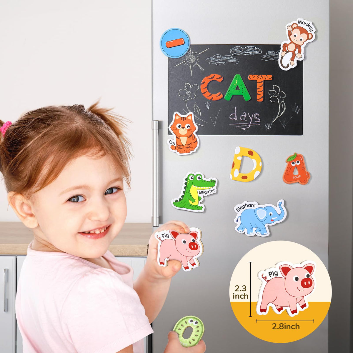 JoyCat magnets have safe, rounded edges for worry-free toddler handling.