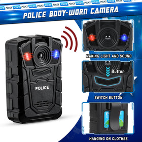 Joycover body-worn police camera with light and sound for realistic pretend policing.