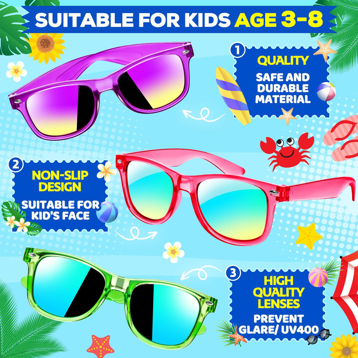 Joycover feather-light kids sunglasses, soft edges for comfortable all-day wear.