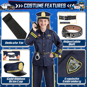 Joycover police costume accessories including handcuffs and walkie talkie enhance role-play realism.