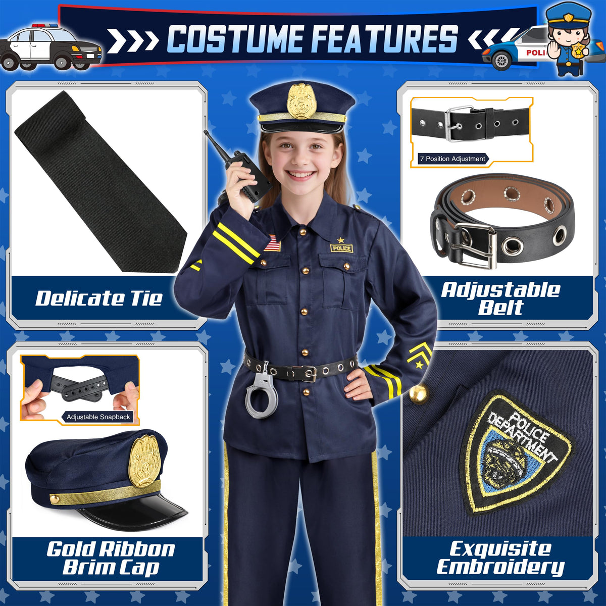 Joycover police costume for kids with walkie talkie inspires imaginative role-play adventures