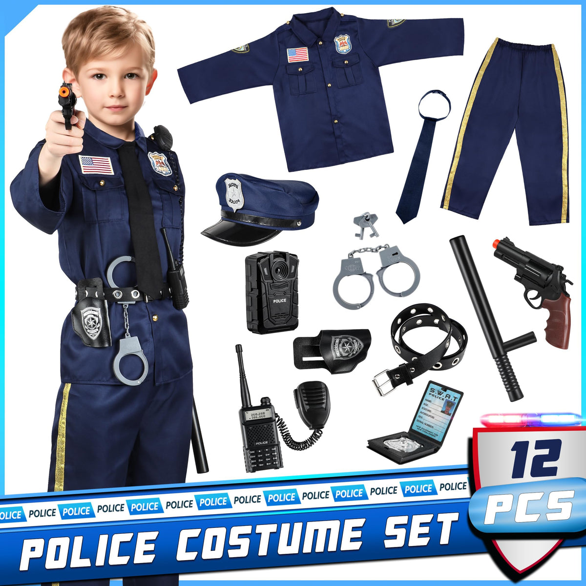 Joycover police hat adds authentic officer flair for pretend play.