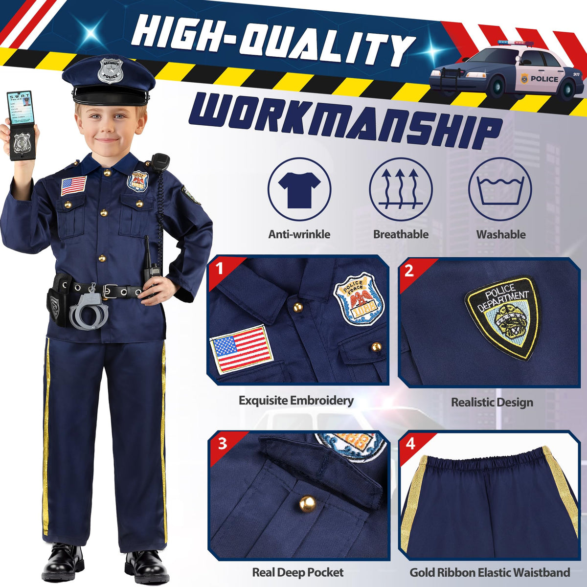 Joycover police costume hat completes the heroic look for role play