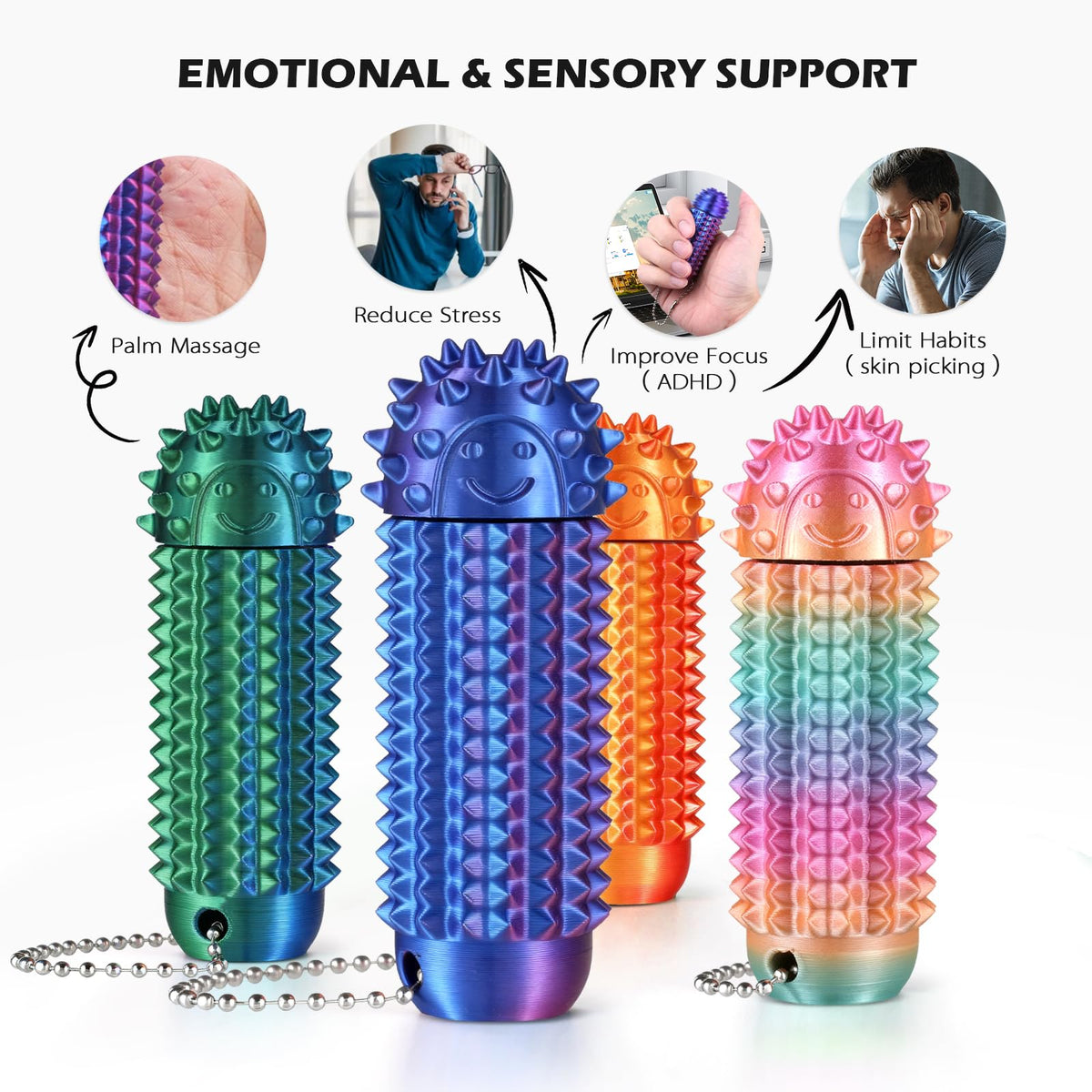 Joyddo Little Ouchies spikes texture provides tactile stimulation during use.