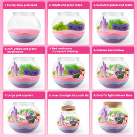 JOYEEMAX DIY assembly shows kid-friendly unicorn garden creation.