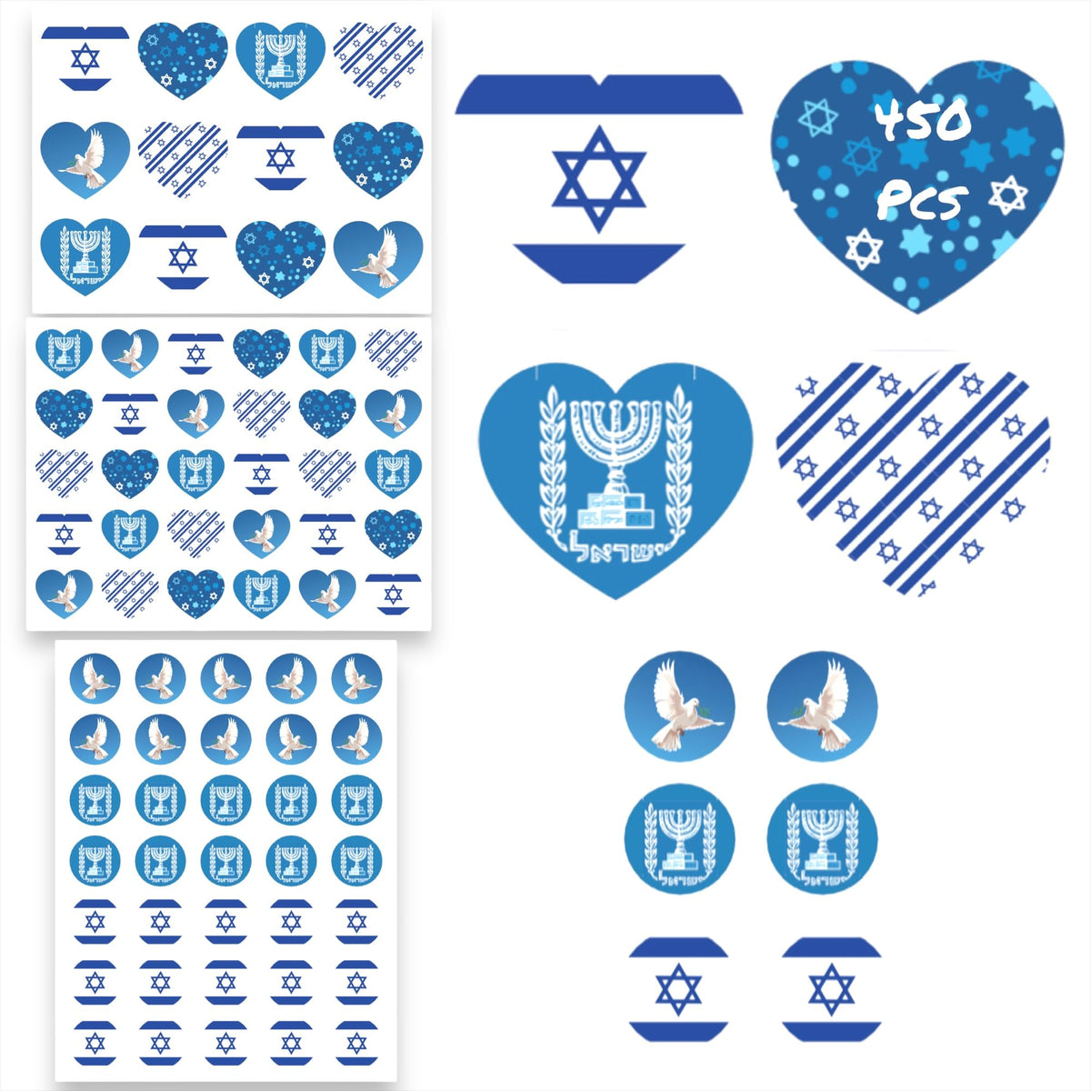 Joyful Artistry Israel stickers flag sheet for classroom projects and crafts.