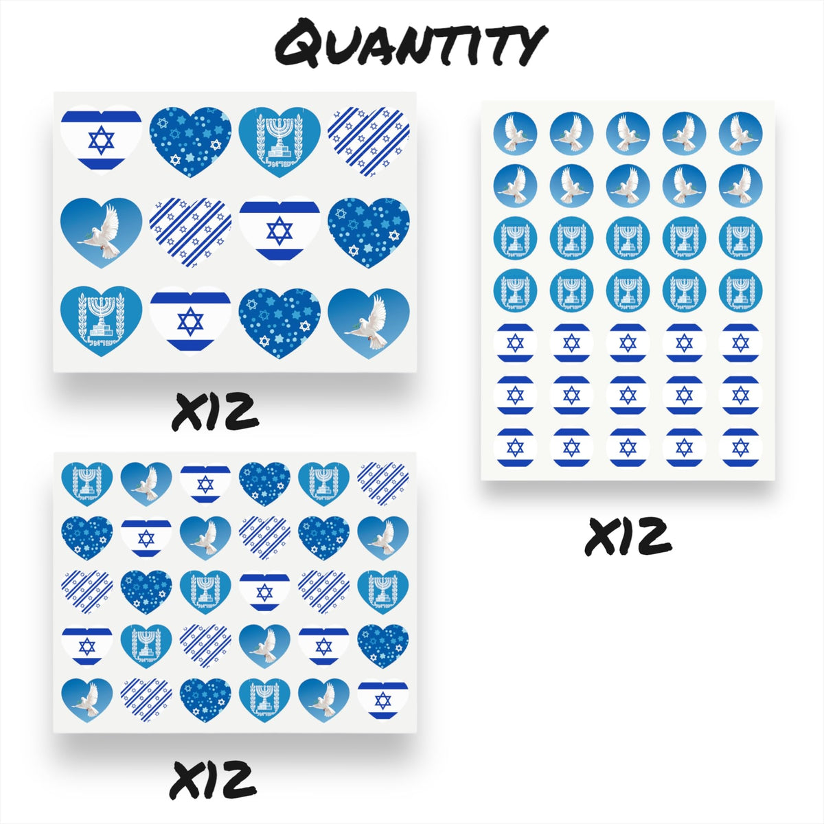 Joyful Artistry Israel stickers heart: decorative hearts for personal projects and scrapbooks.