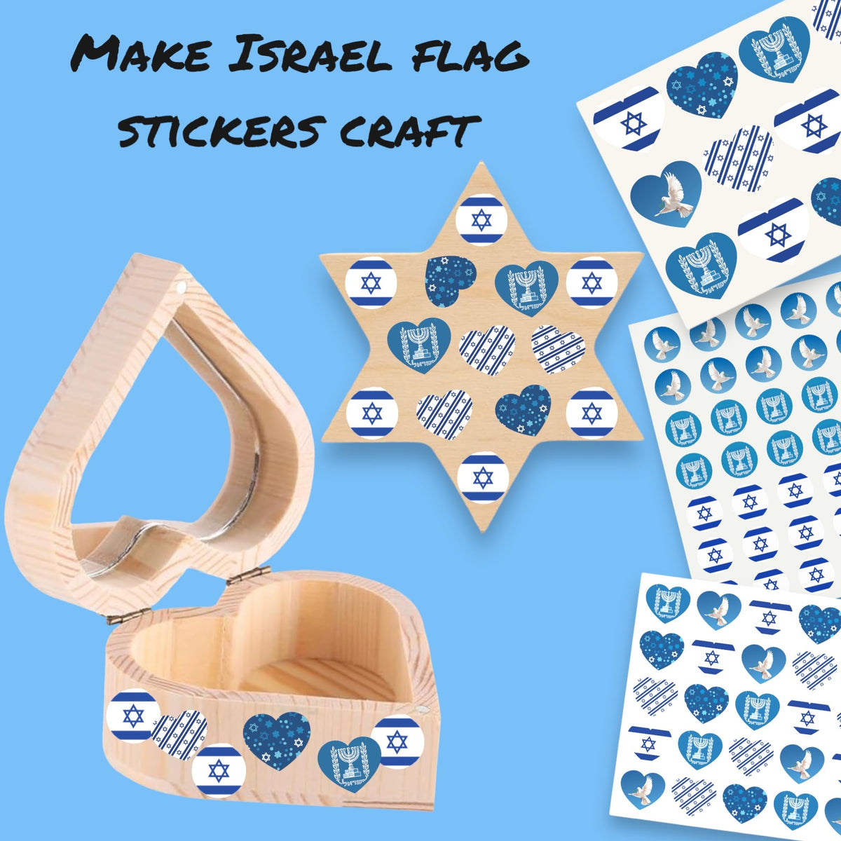 Joyful Artistry Israel stickers peel and stick: strong adhesive for quick, mess-free application.