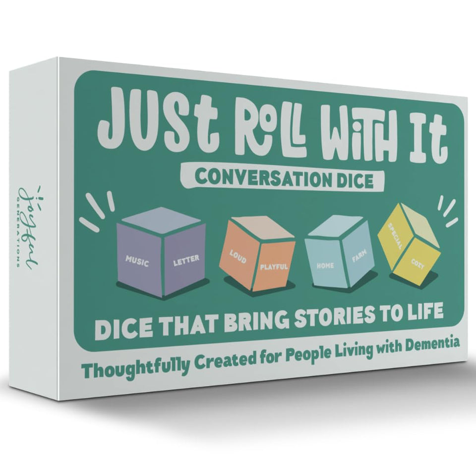 Joyful Generations Just Roll with It: closeup of soft silicone dice for dementia conversation