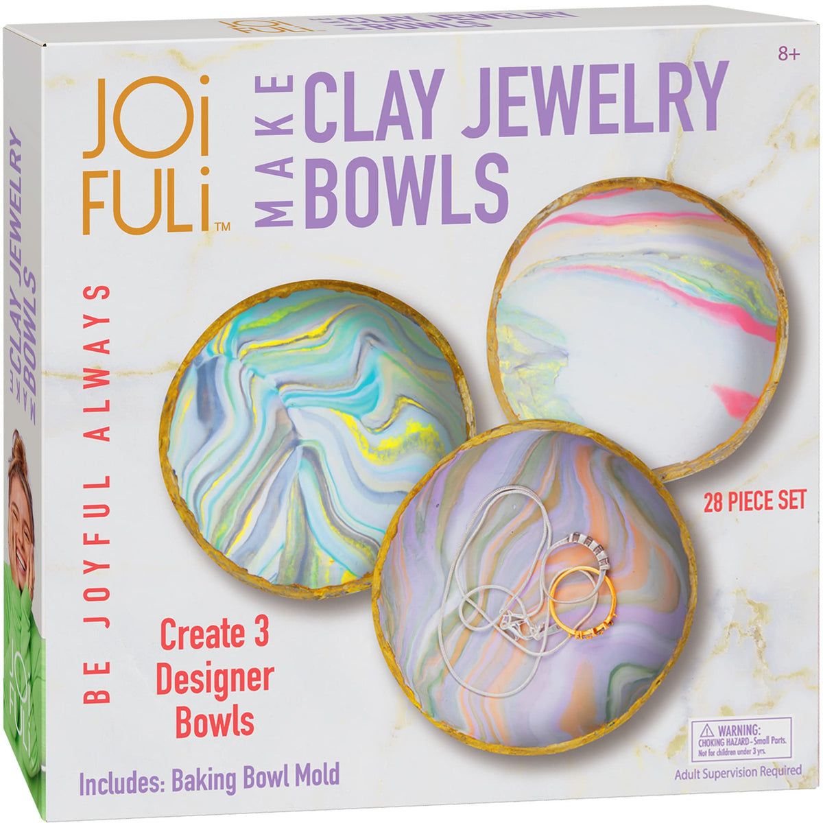 JOiFULi Make Your Own Clay Jewelry Bowls kit pack shot showcasing the complete craft set for creative kids