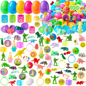 JOYIN 100-piece prefilled eggs with assorted toys for exciting egg hunts.